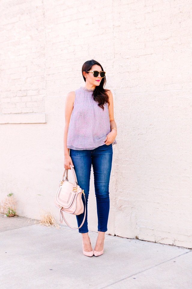 Rebecca Taylor Floral Top with Skinny Denim on Kendi Everyday