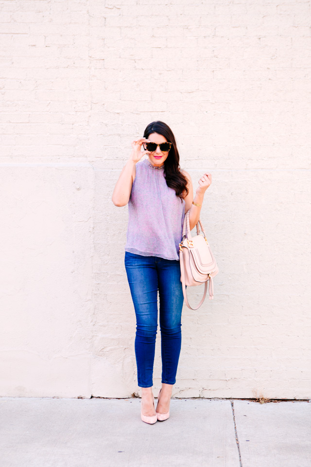 Rebecca Taylor Floral Top with Skinny Denim on Kendi Everyday